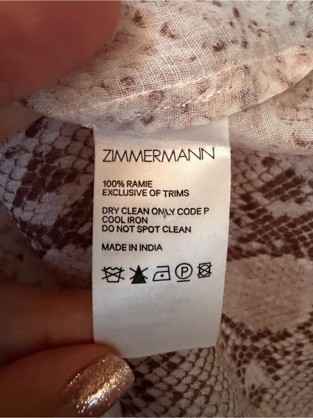 Zimmermann Snake Print Ramie Midi Dress Tie Waist Mock Neck size 0/XS - Picture 6 of 7